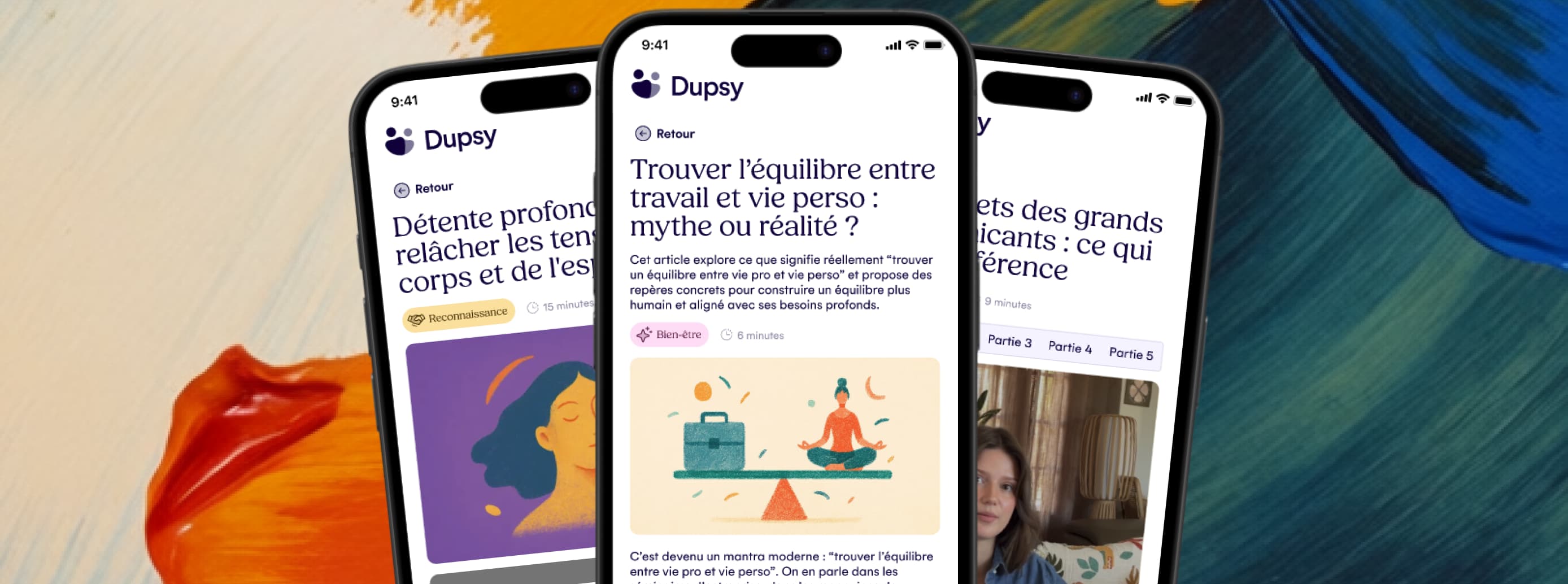 Des articles de la bibliothèque de contenus dans l’application mobile