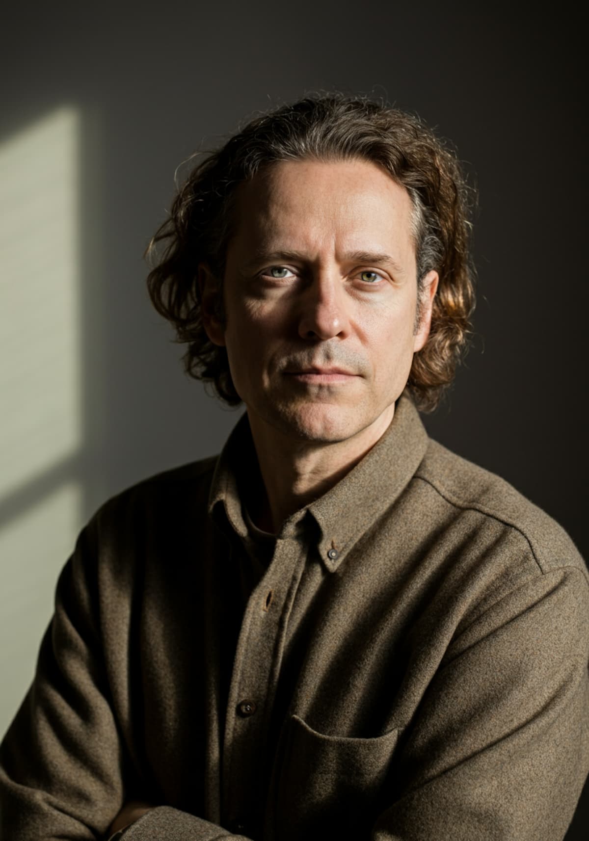 Portrait d’un professionnel aux cheveux bruns, lumière douce
